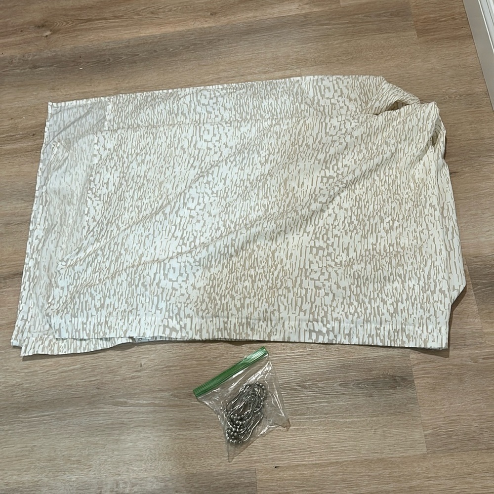 Threshold shower curtain and silver metal hooks​
